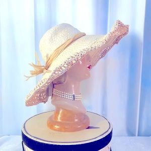Gorgeous “New York Look” Lg Brim Natural Straw Hat Made in Italy by GREVI. MINT!